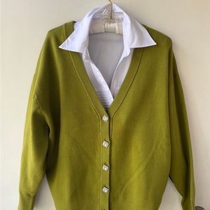Women Cardigan Size Large Tahari Green